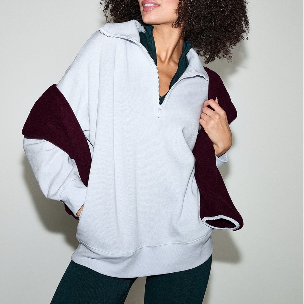 Pink Victoria’s Secret Ivy Fleece Half-Zip Sweatshirt Size M